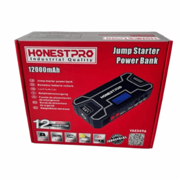 ⁦شاحن بطارية Booster Chargeur De Batterie 12000mAh HONESTPRO | YAE3496⁩ - الصورة ⁦4⁩