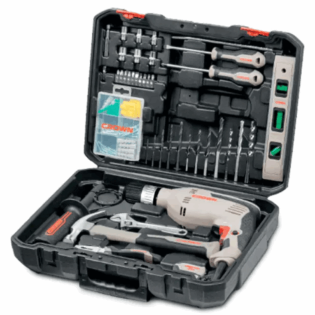 Caisse à Outils 98Pcs Avec Perceuse 13mm 600W CROWN | CK10-XA98