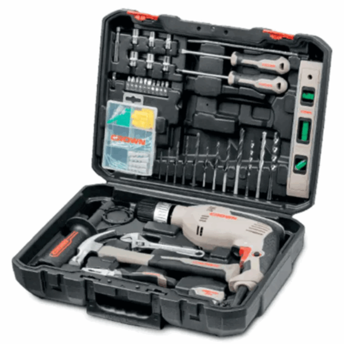 Caisse à Outils 98Pcs Avec Perceuse 13mm 600W CROWN | CK10-XA98