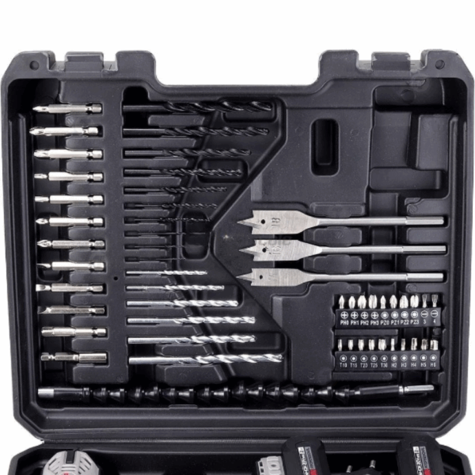 ⁦Kit 62PCS Visseuse a percussion sans fil 2 Batteries 20V MAX 2Ah avec valise CROWN | CT21102H-2-(62)EK⁩ - الصورة ⁦2⁩