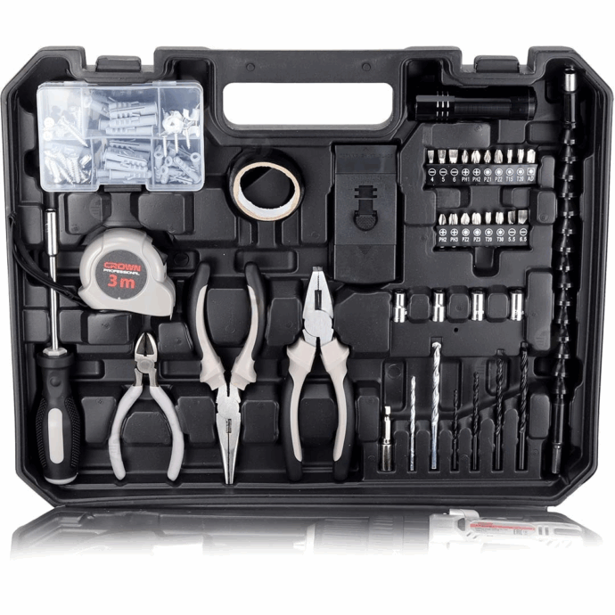 ⁦Kit 50PCS Visseuse a percussion sans fil 2 Batteries 20V MAX 2Ah avec valise CROWN | CT21102H-2-(50)EK⁩ - الصورة ⁦2⁩