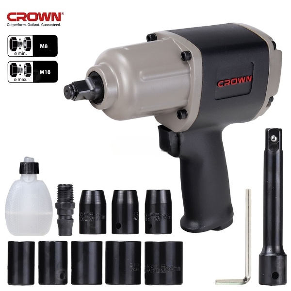 Clé à chocs Pneumatique 1/2" 850Nm CROWN | CT38080